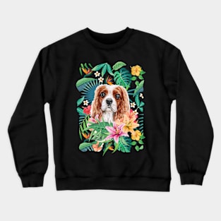 Tropical Blenheim Cavalier King Charles Spaniel Crewneck Sweatshirt